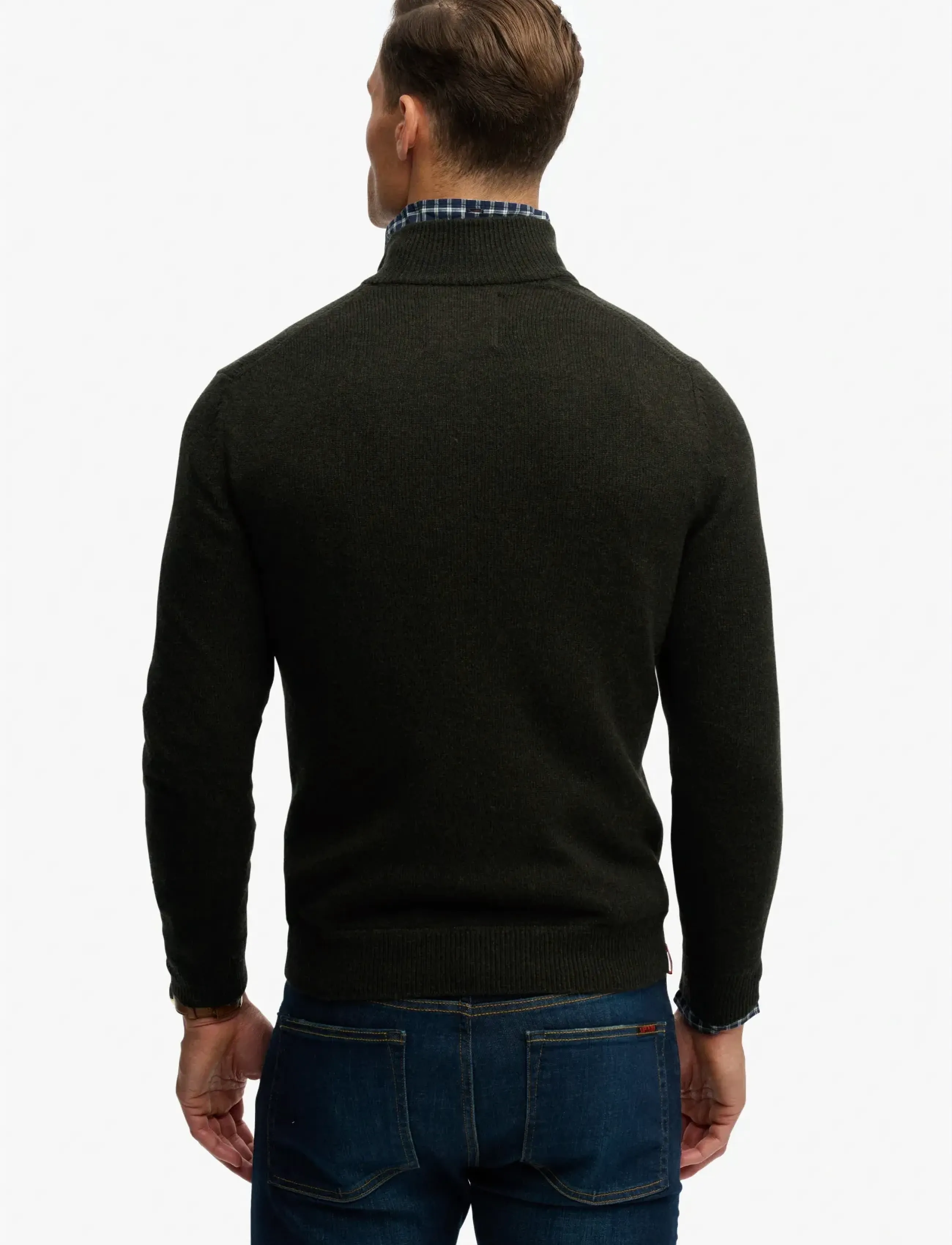 Superdry - ESSENTIAL EMB KNIT HALF ZIP - kudumid - dark moss marl - 4