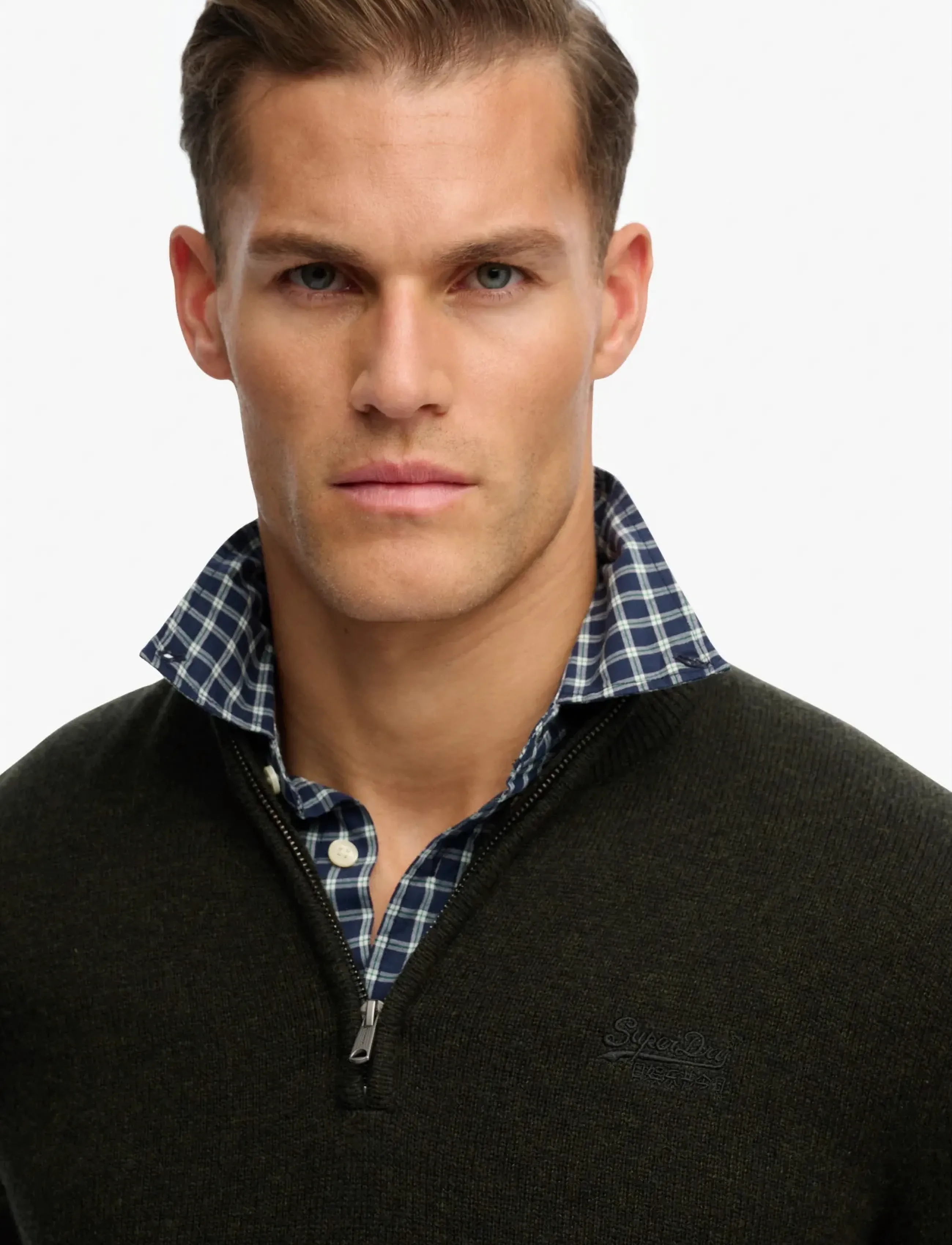 Superdry - ESSENTIAL EMB KNIT HALF ZIP - kudumid - dark moss marl - 5