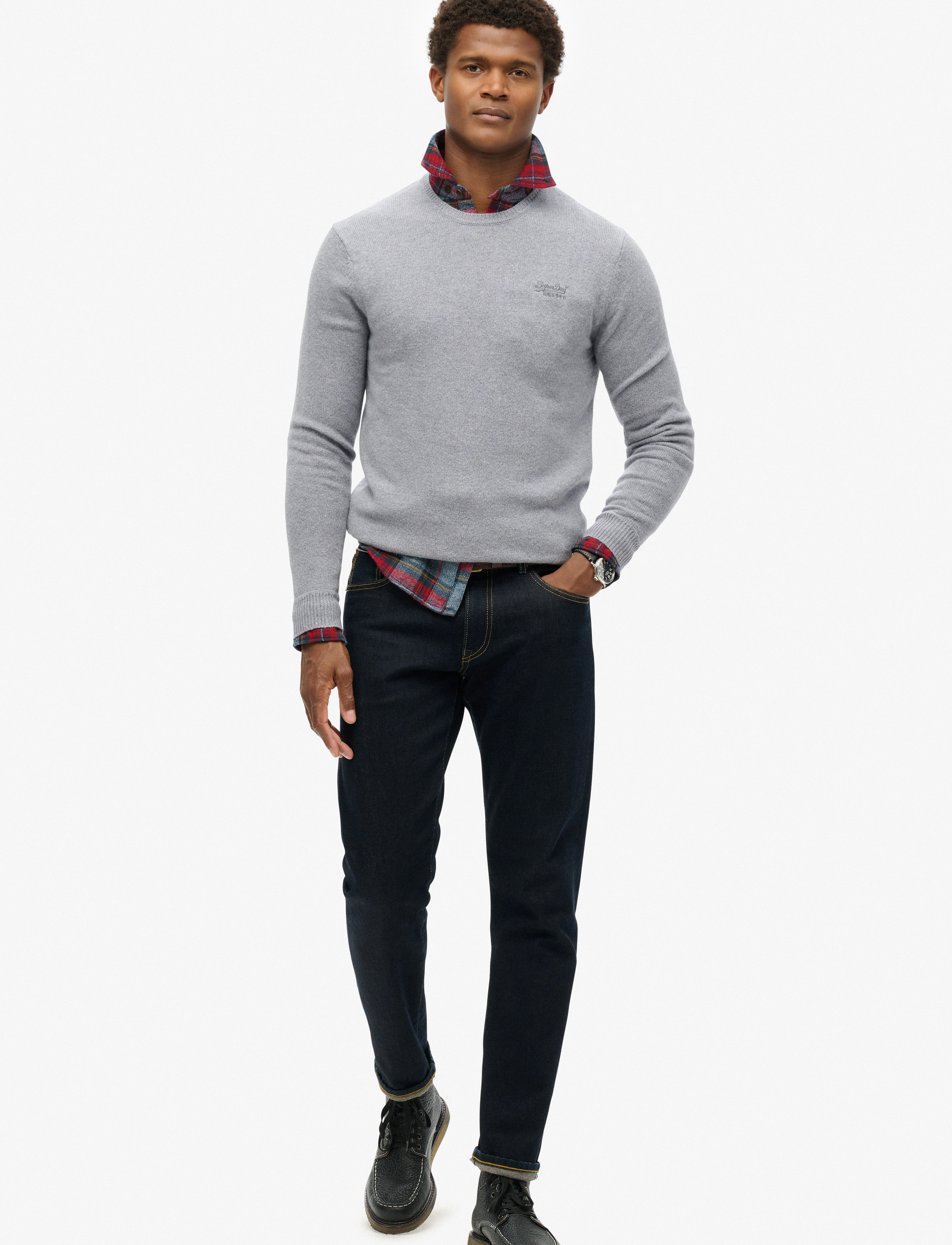 Superdry - ESSENTIAL SLIM FIT CREW JUMPER - megztiniai - cloud grey marl - 2
