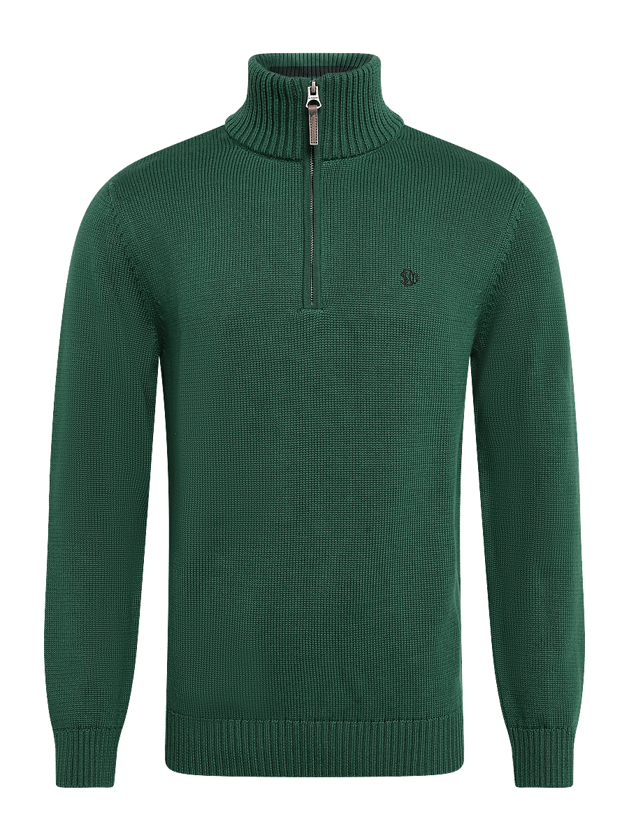 Superdry - COTTON CLASSICS KNIT HENLEY - pullover mit halbem reißverschluss - forest green - 1