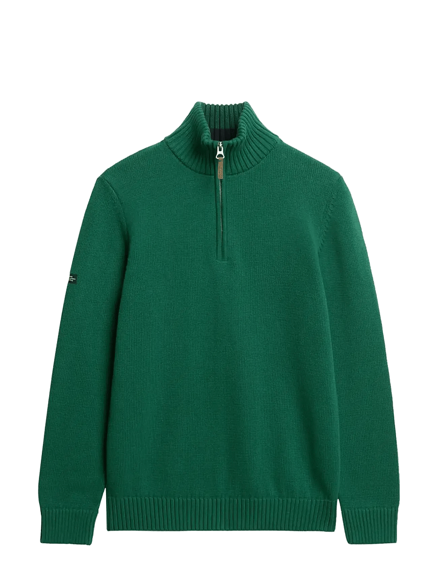 Superdry - COTTON CLASSICS KNIT HENLEY - halfzip strik - forest green - 1
