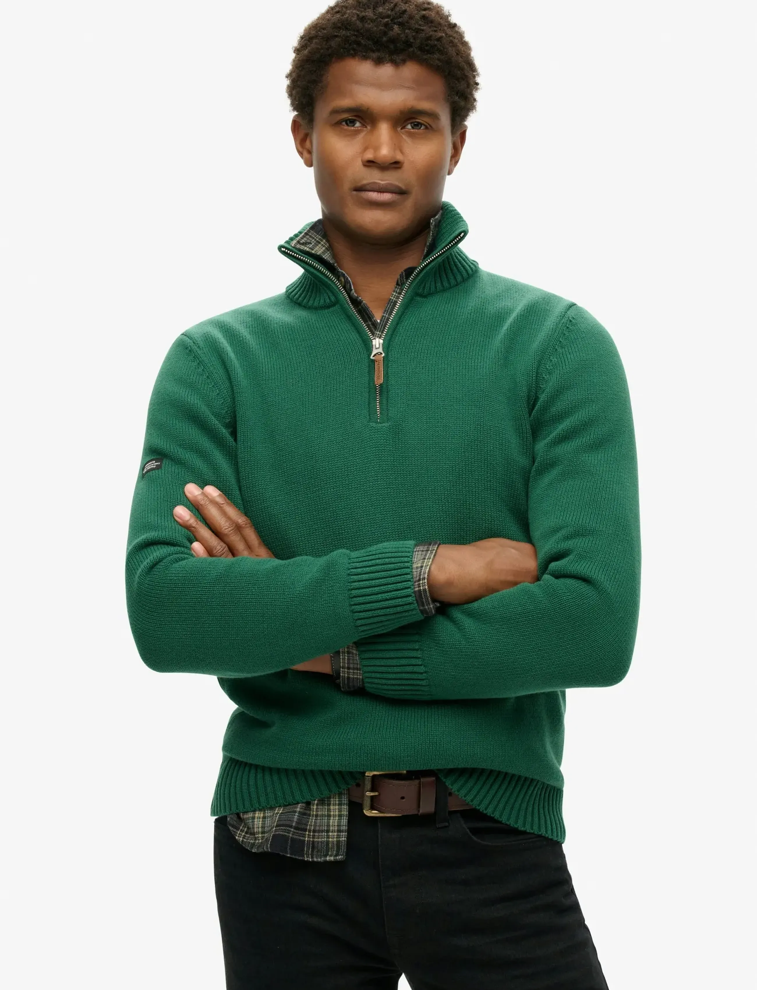 Superdry - COTTON CLASSICS KNIT HENLEY - forest green - 0