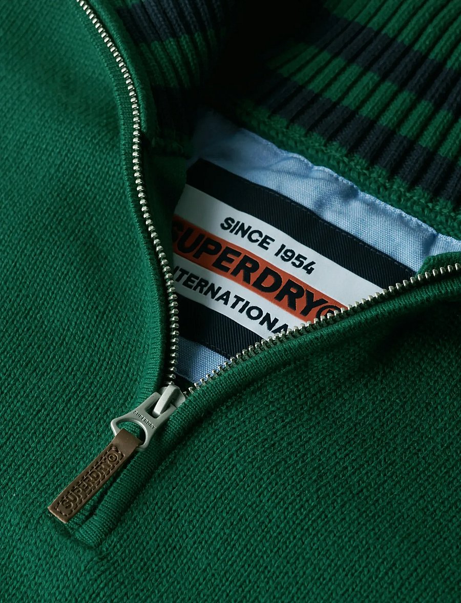 Superdry - COTTON CLASSICS KNIT HENLEY - halfzip strik - forest green - 5