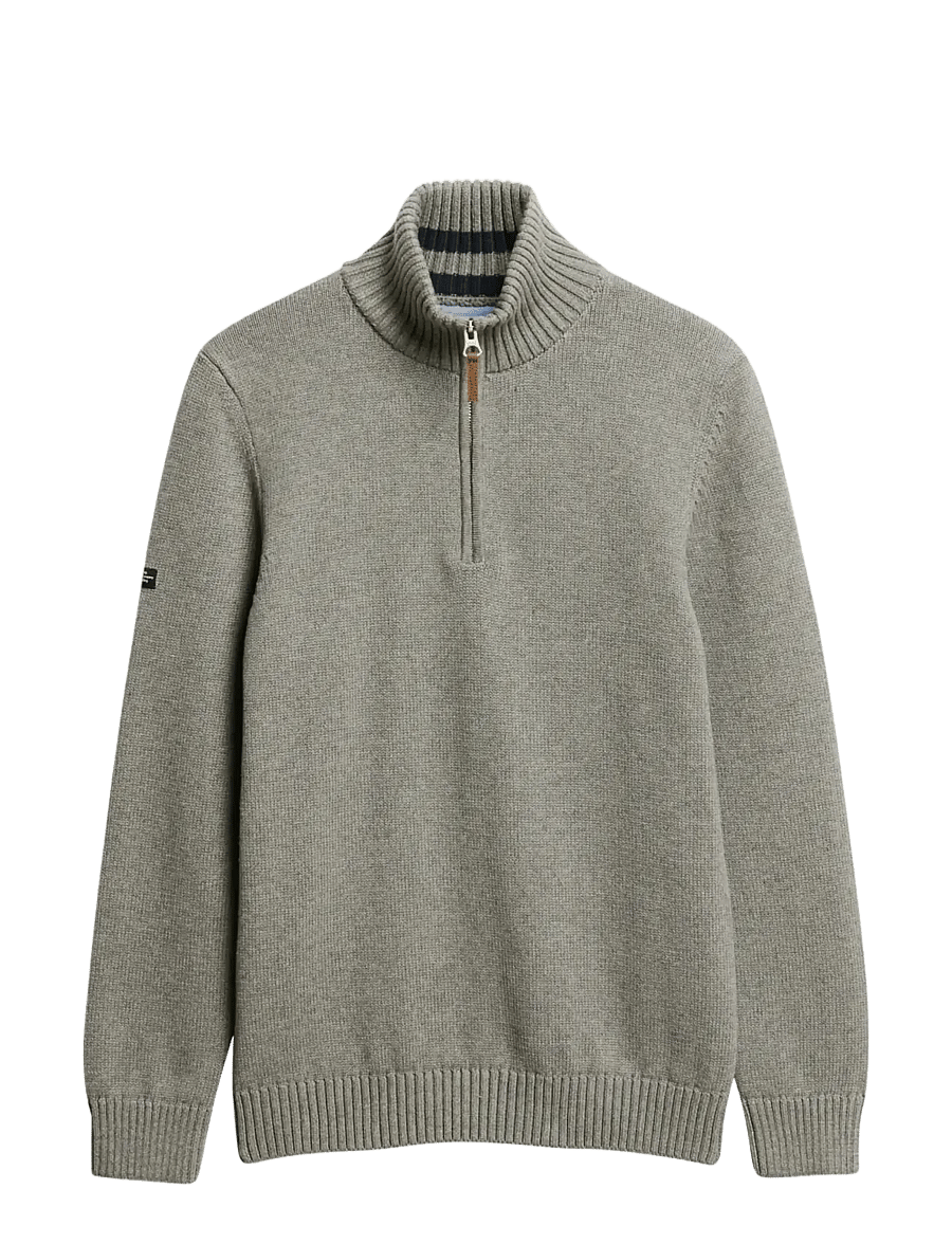 Superdry - COTTON CLASSICS KNIT HENLEY - half zip-tröjor - grey marl - 1