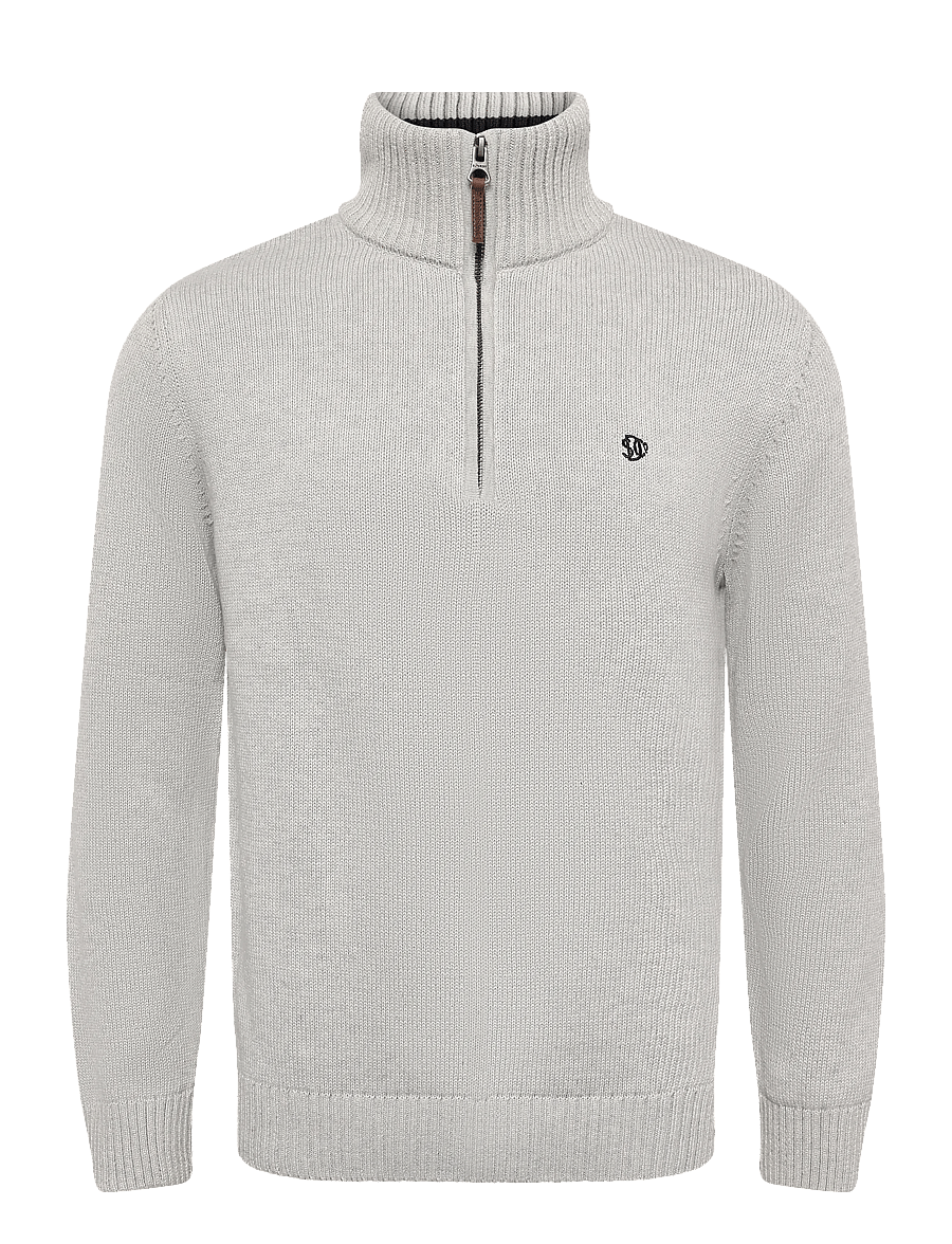 Superdry - COTTON CLASSICS KNIT HENLEY - half zip jumpers - grey marl - 1