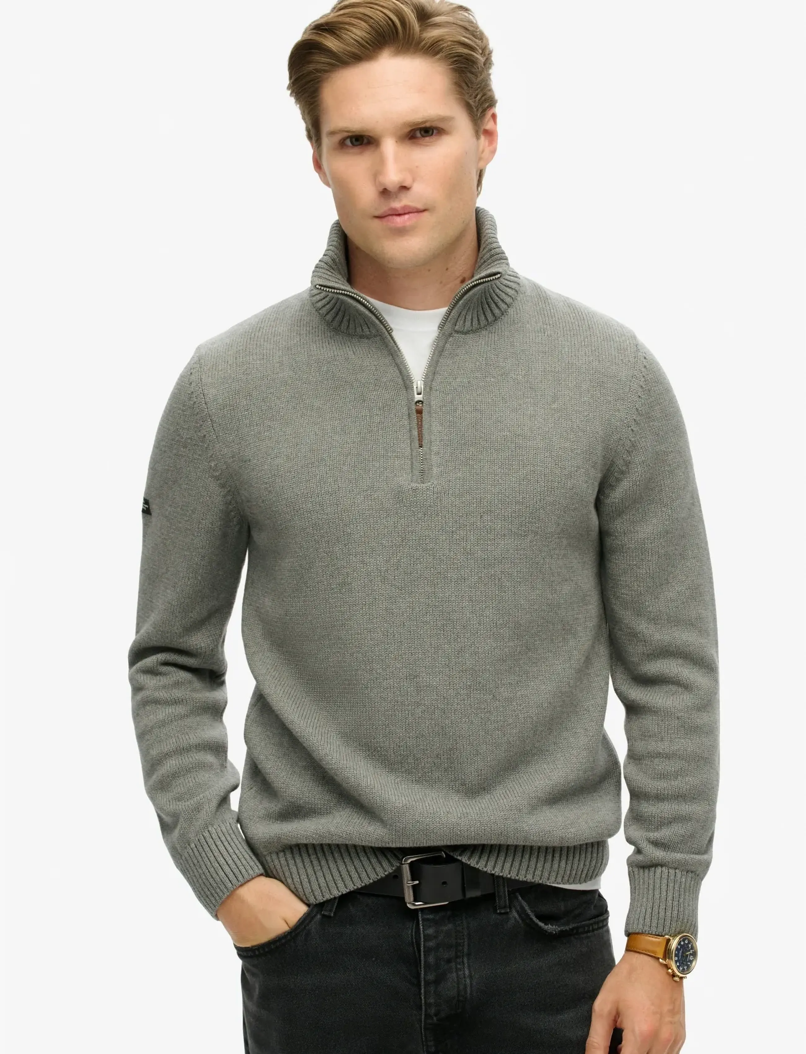 Superdry - COTTON CLASSICS KNIT HENLEY - grey marl - 0
