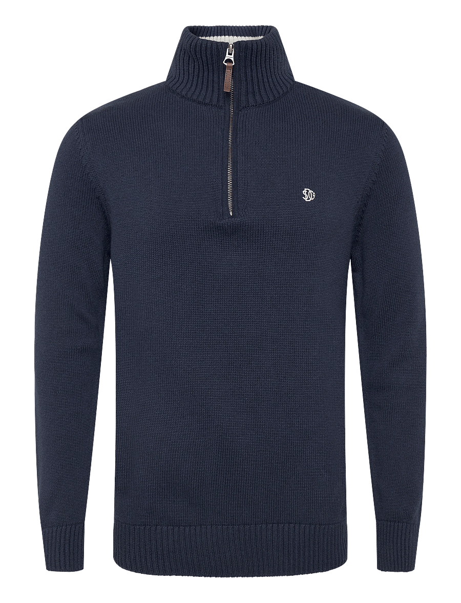 Superdry - COTTON CLASSICS KNIT HENLEY - pullover mit halbem reißverschluss - indigo blue marl - 1