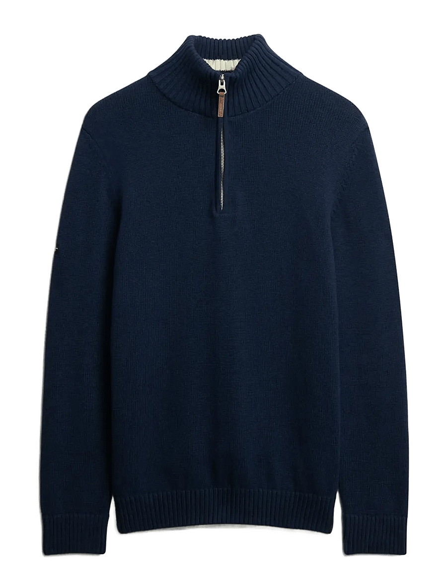 Superdry - COTTON CLASSICS KNIT HENLEY - pullover mit halbem reißverschluss - indigo blue marl - 1