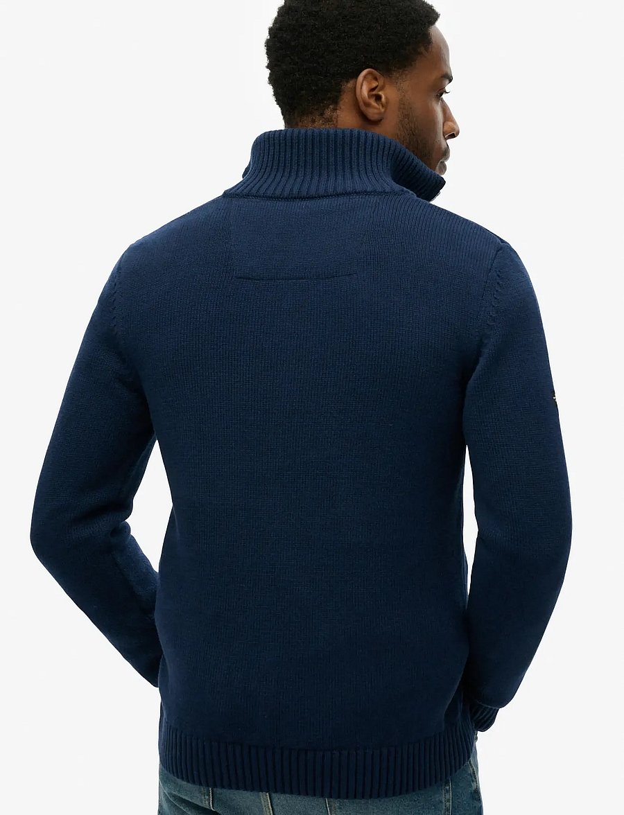 Superdry - COTTON CLASSICS KNIT HENLEY - pullover mit halbem reißverschluss - indigo blue marl - 2