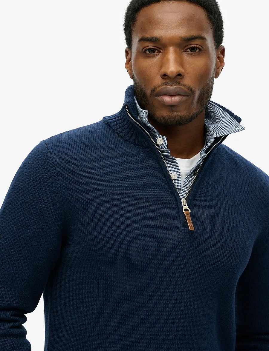 Superdry - COTTON CLASSICS KNIT HENLEY - pullover mit halbem reißverschluss - indigo blue marl - 3
