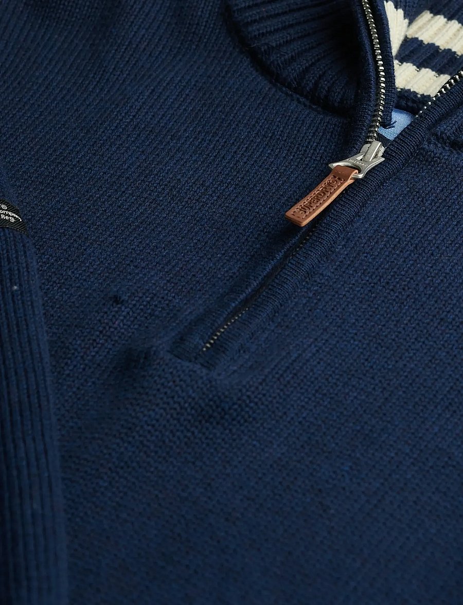 Superdry - COTTON CLASSICS KNIT HENLEY - pullover mit halbem reißverschluss - indigo blue marl - 5