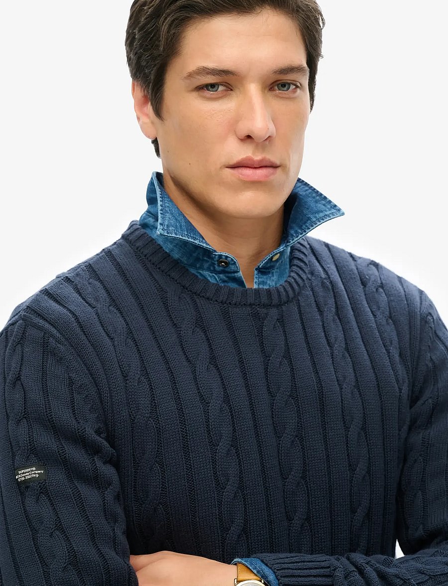Superdry - COTTON CLASSIC CABLE KNIT CREW - navy - 3