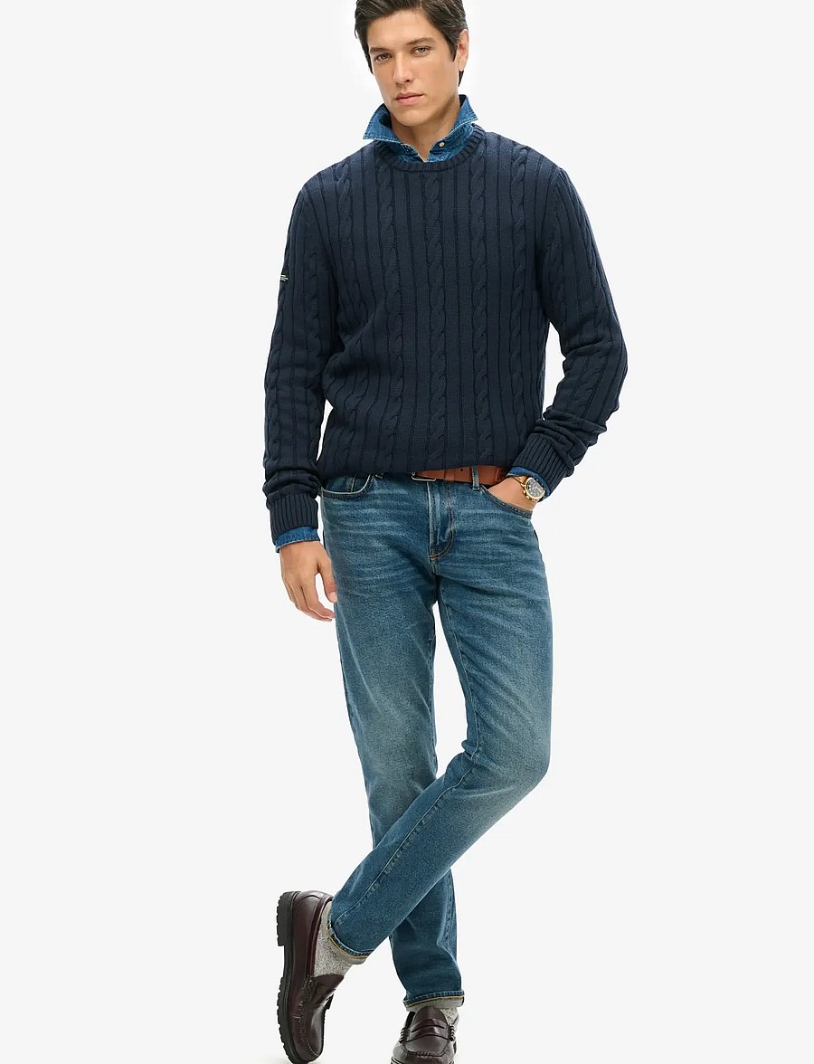 Superdry - COTTON CLASSIC CABLE KNIT CREW - navy - 4