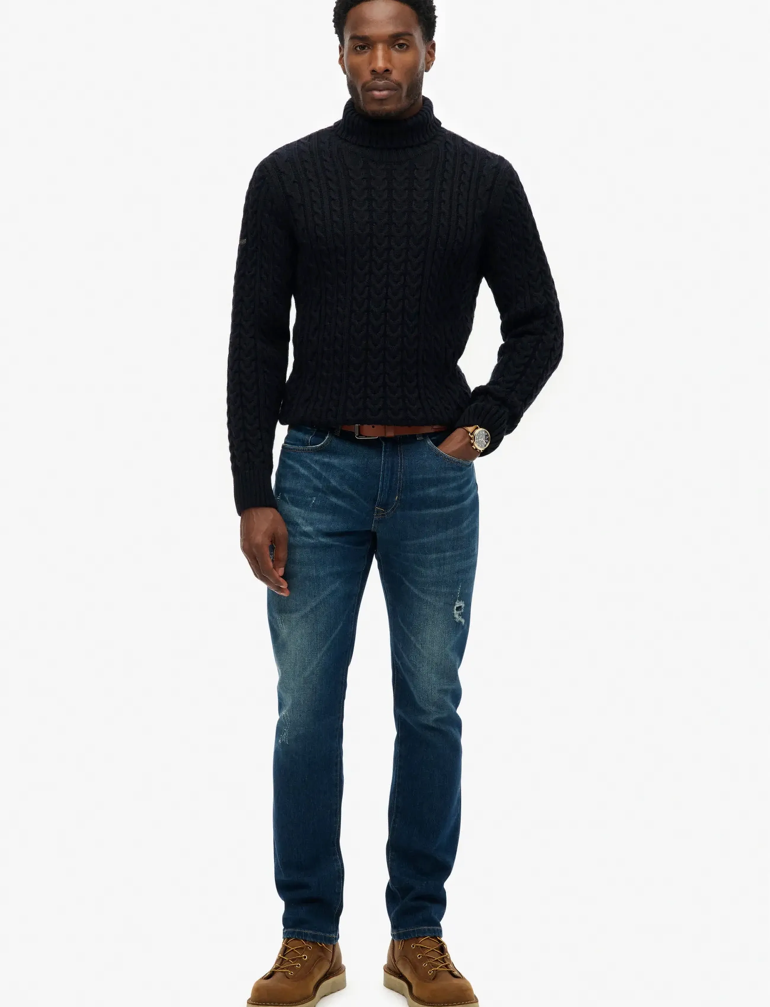 Superdry JACOB CABLE ROLL NECK JUMPER - Strickmode - ECLIPSE NAVY / navy