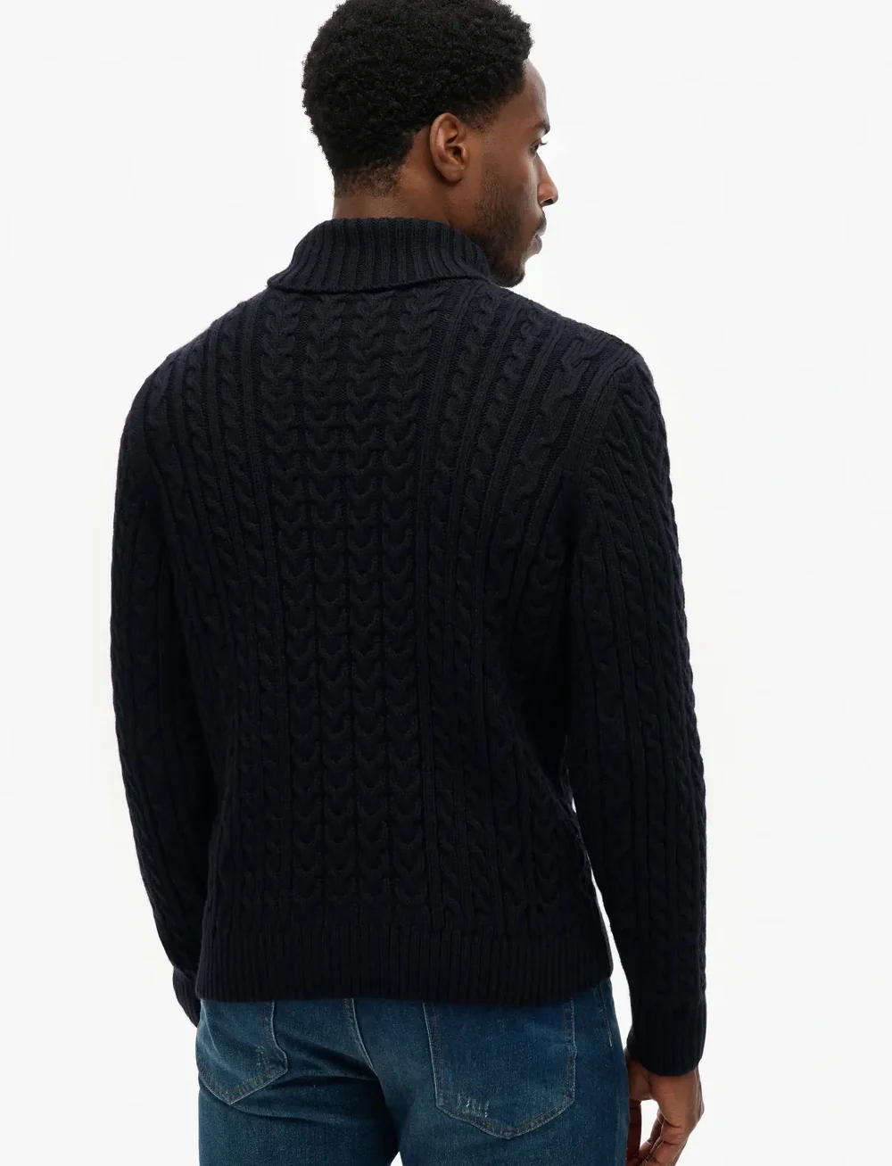 Superdry - JACOB CABLE ROLL NECK JUMPER - pyöreäaukkoiset - eclipse navy - 5