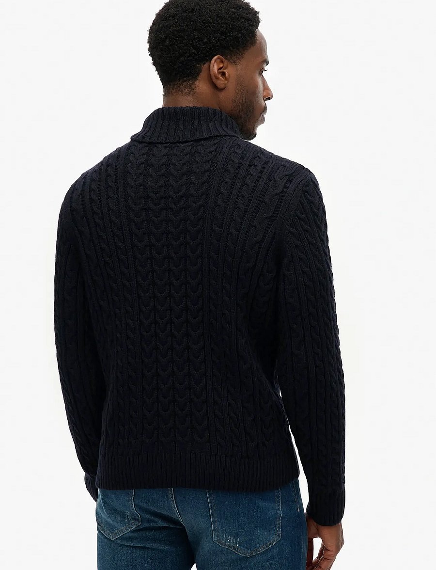 Superdry - JACOB CABLE ROLL NECK JUMPER - pyöreäaukkoiset - eclipse navy - 5