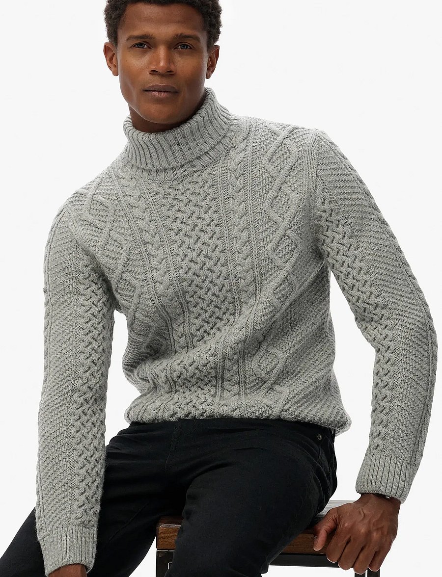 Superdry - JACOB CABLE ROLL NECK JUMPER - megztiniai su apvalia apykakle - mid grey - 3