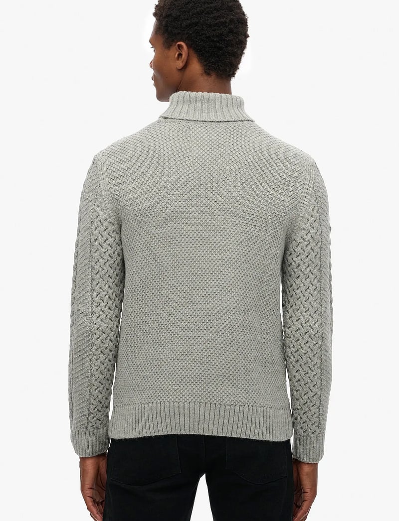 Superdry - JACOB CABLE ROLL NECK JUMPER - rund hals - mid grey - 5