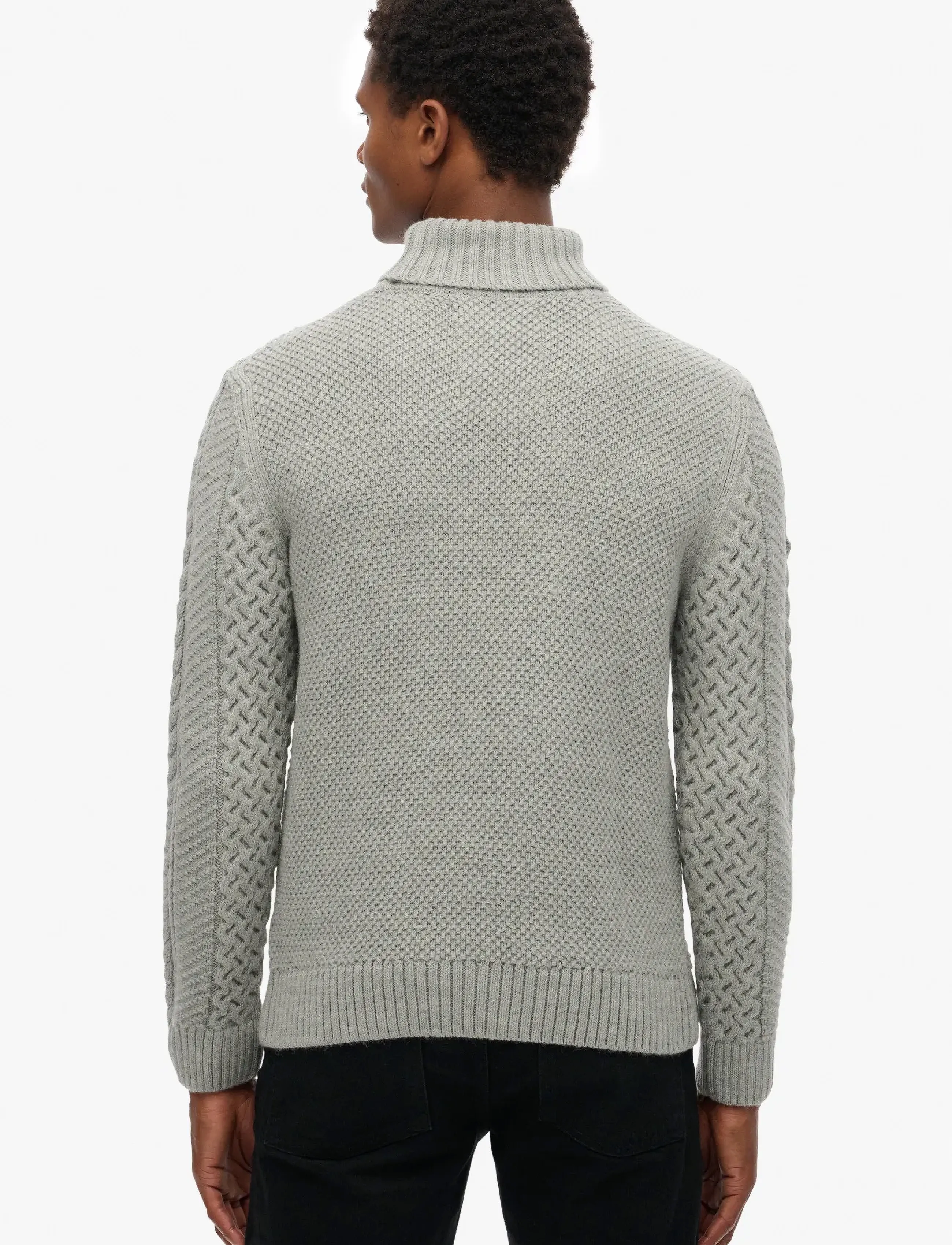 Superdry - JACOB CABLE ROLL NECK JUMPER - strik - mid grey - 5