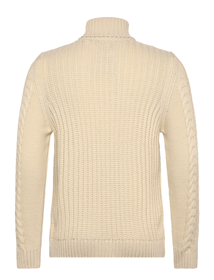 Superdry - JACOB CABLE ROLL NECK JUMPER - rundhalsad - winter white - 2