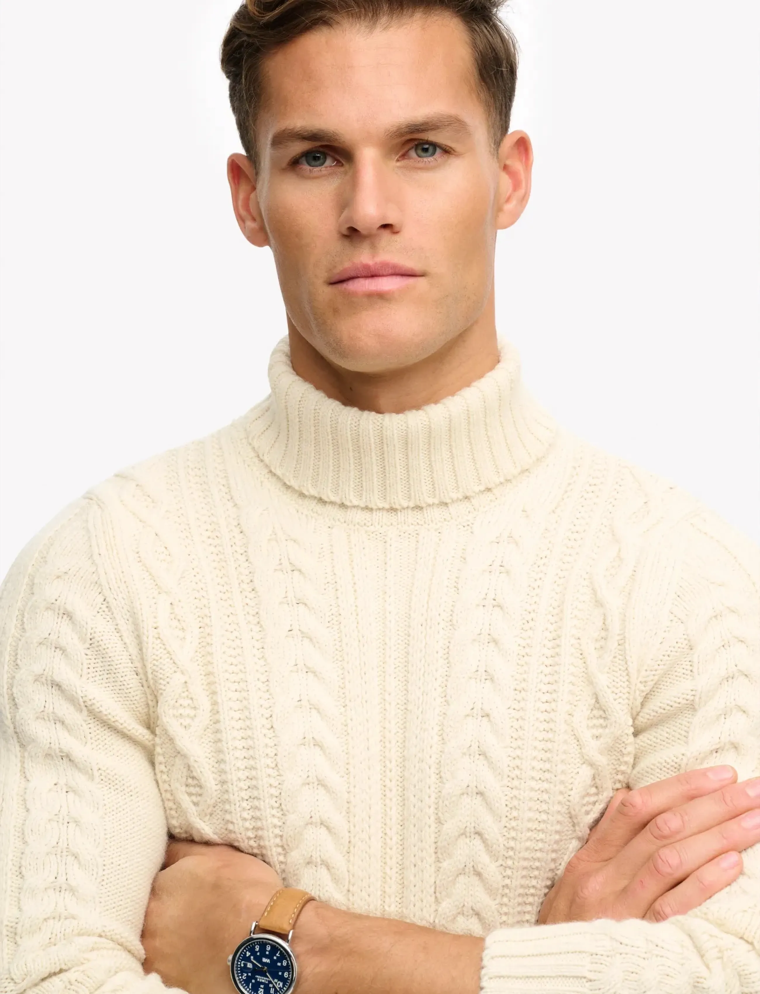 Superdry - JACOB CABLE ROLL NECK JUMPER - strik - winter white - 3