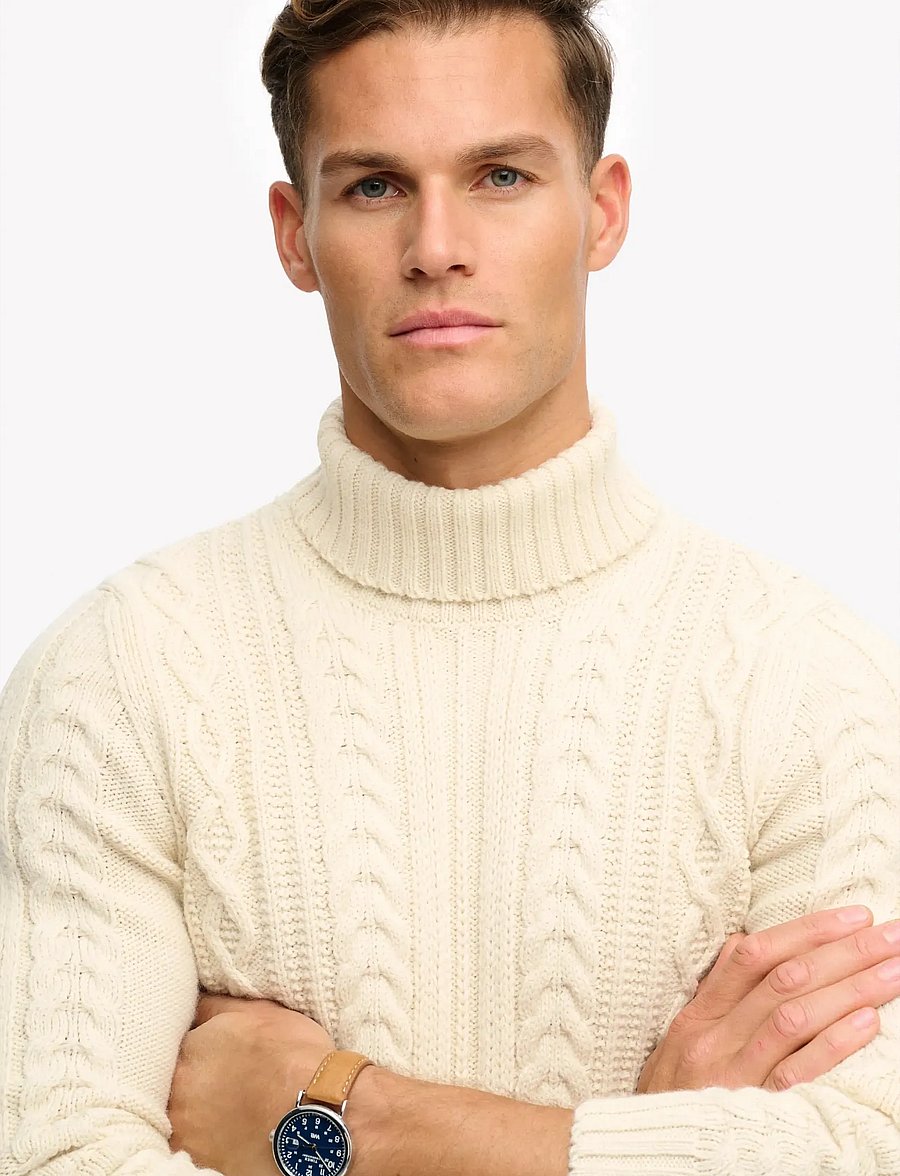 Superdry - JACOB CABLE ROLL NECK JUMPER - rundhalsad - winter white - 3