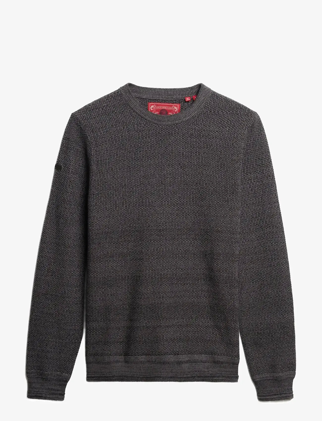Superdry - LW COTTON TEXTURE JUMPER - rundhalsad - black/dark grey - 1