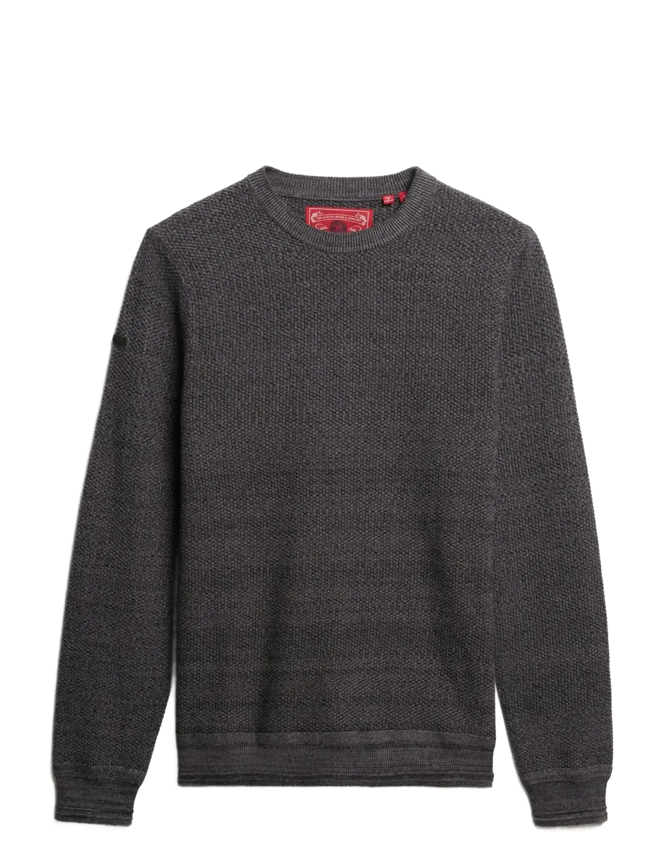 Superdry LW COTTON TEXTURE JUMPER - Superdry - BLACK/DARK GREY / grey