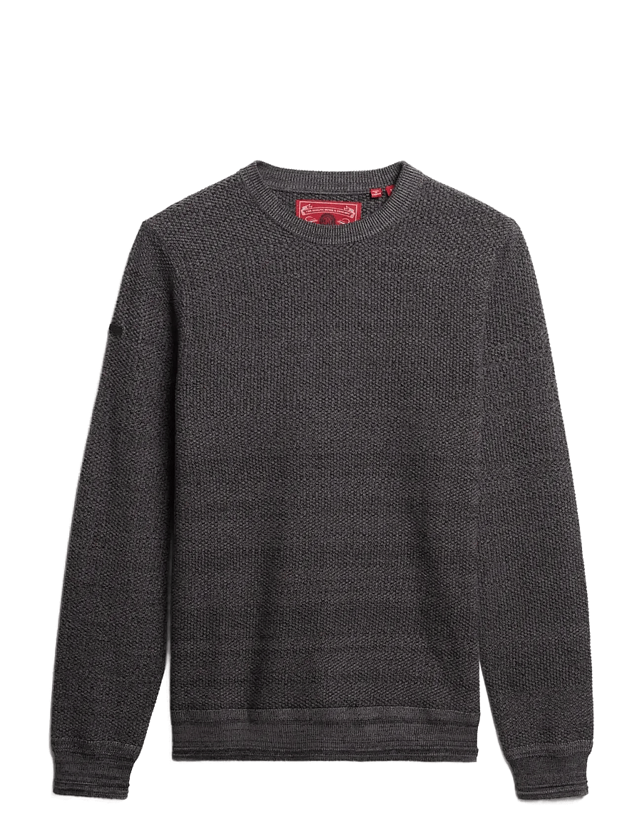 Superdry - LW COTTON TEXTURE JUMPER - round necks - black/dark grey - 1
