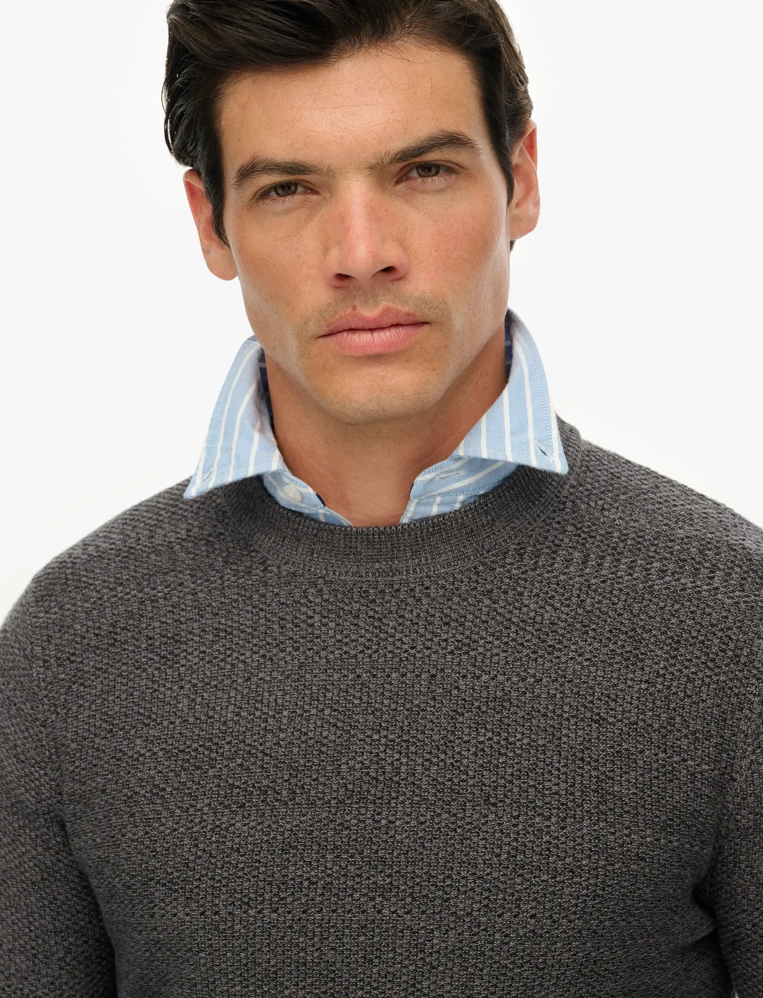 Superdry - LW COTTON TEXTURE JUMPER - round necks - black/dark grey - 2