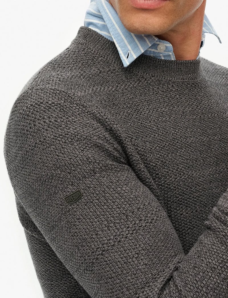 Superdry - LW COTTON TEXTURE JUMPER - rundhalsad - black/dark grey - 3