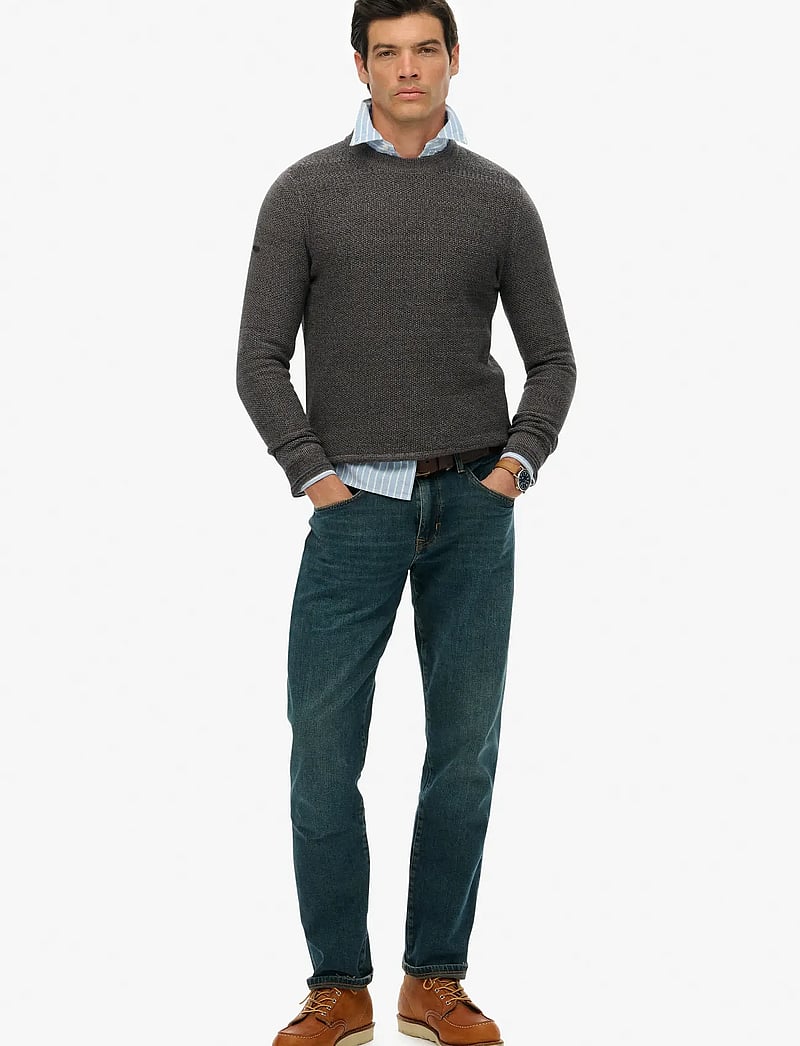 Superdry - LW COTTON TEXTURE JUMPER - rundhalsad - black/dark grey - 4