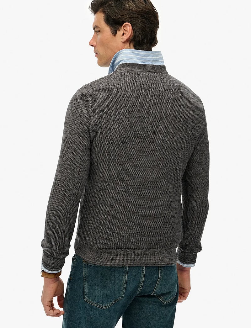 Superdry - LW COTTON TEXTURE JUMPER - rundhalsad - black/dark grey - 5