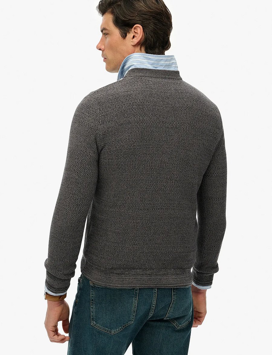 Superdry - LW COTTON TEXTURE JUMPER - round necks - black/dark grey - 5