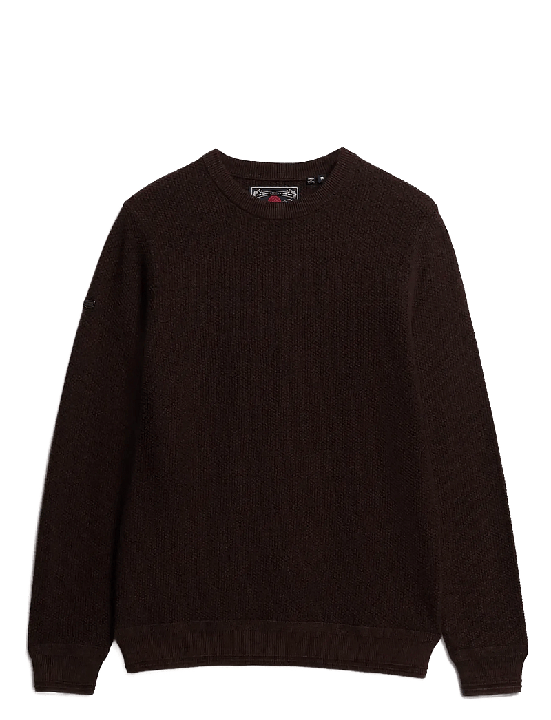 Superdry - LW COTTON TEXTURE JUMPER - rundhalsad - dark brown/black - 1