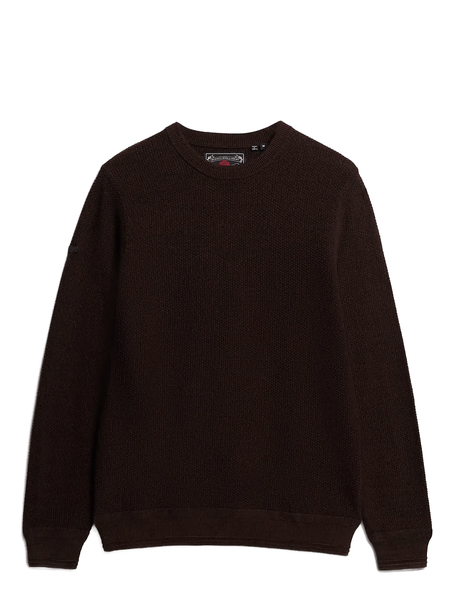 Superdry - LW COTTON TEXTURE JUMPER - round necks - dark brown/black - 1