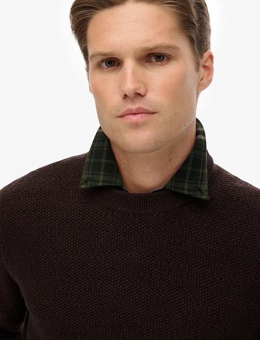 Superdry - LW COTTON TEXTURE JUMPER - round necks - dark brown/black - 2