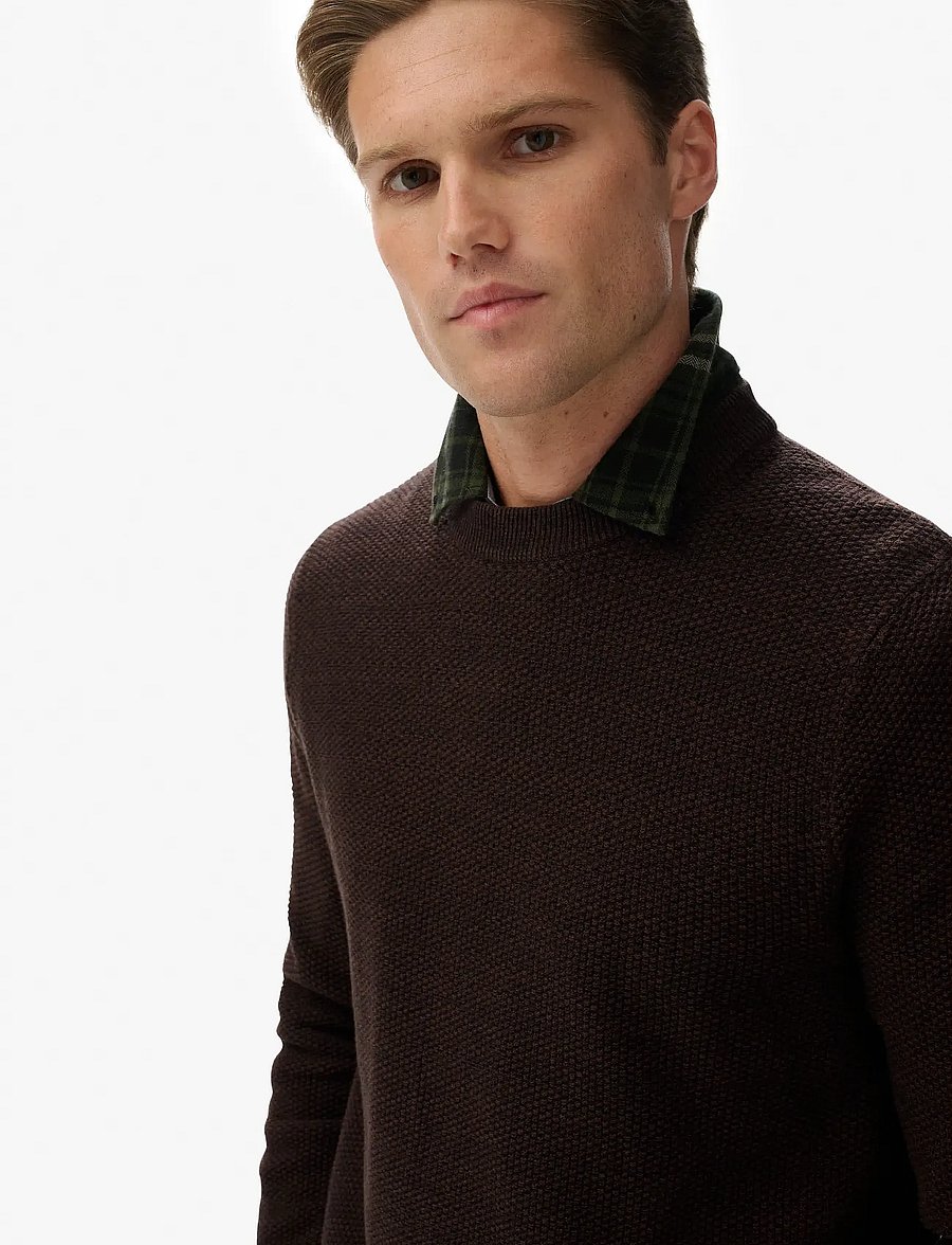 Superdry - LW COTTON TEXTURE JUMPER - round necks - dark brown/black - 3