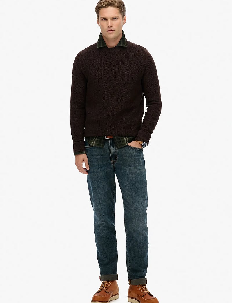 Superdry - LW COTTON TEXTURE JUMPER - rundhalsad - dark brown/black - 4