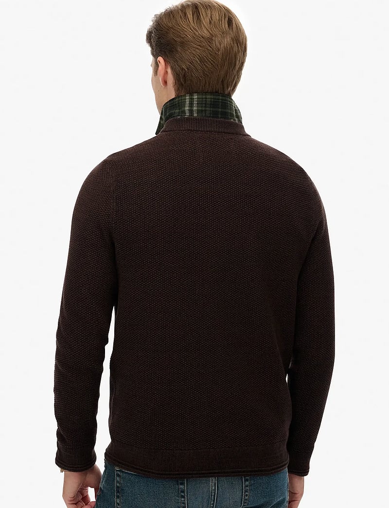 Superdry - LW COTTON TEXTURE JUMPER - rundhalsad - dark brown/black - 5