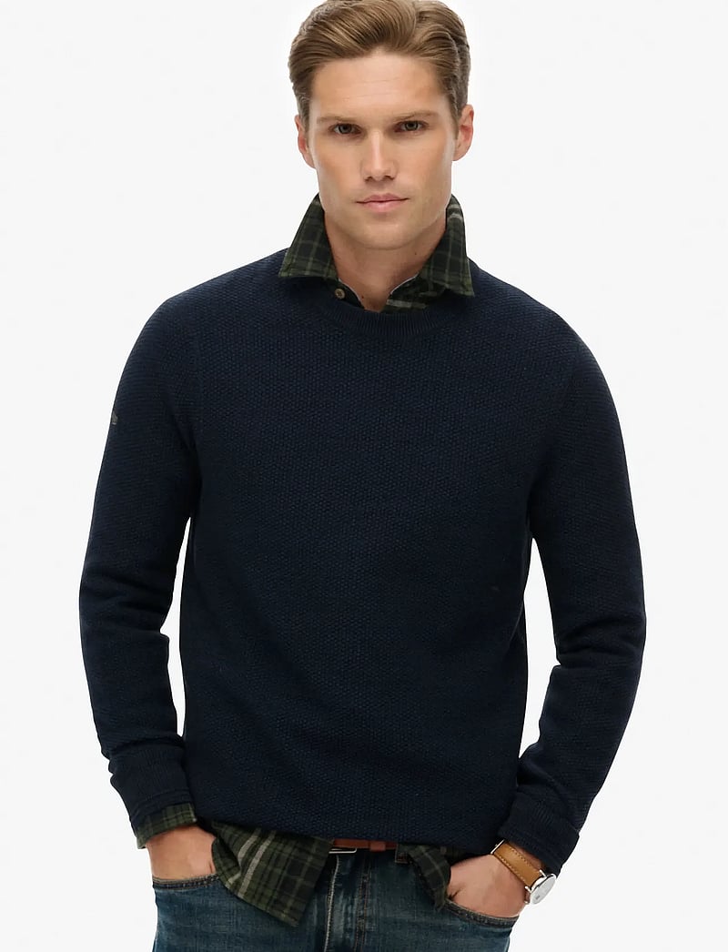 Superdry - LW COTTON TEXTURE JUMPER - round necks - eclipse navy twist - 0