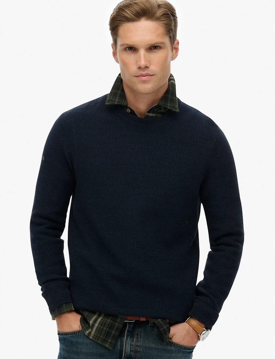 Superdry - LW COTTON TEXTURE JUMPER - rundhals - eclipse navy twist - 0