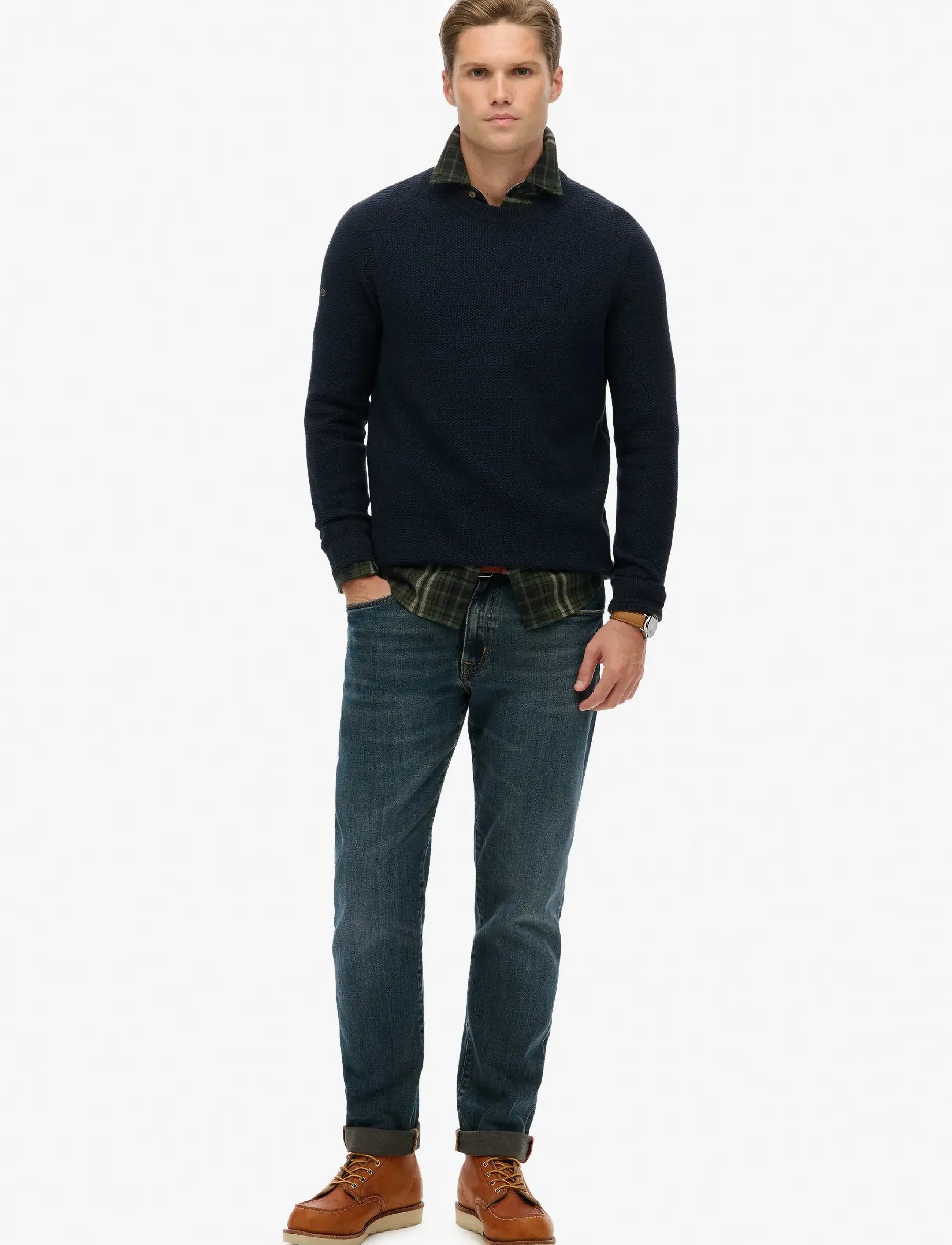Superdry - LW COTTON TEXTURE JUMPER - rundhals - eclipse navy twist - 3