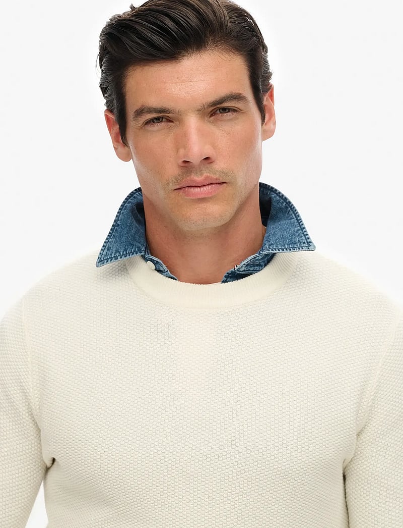 Superdry - LW COTTON TEXTURE JUMPER - rundhalsad - off white - 2