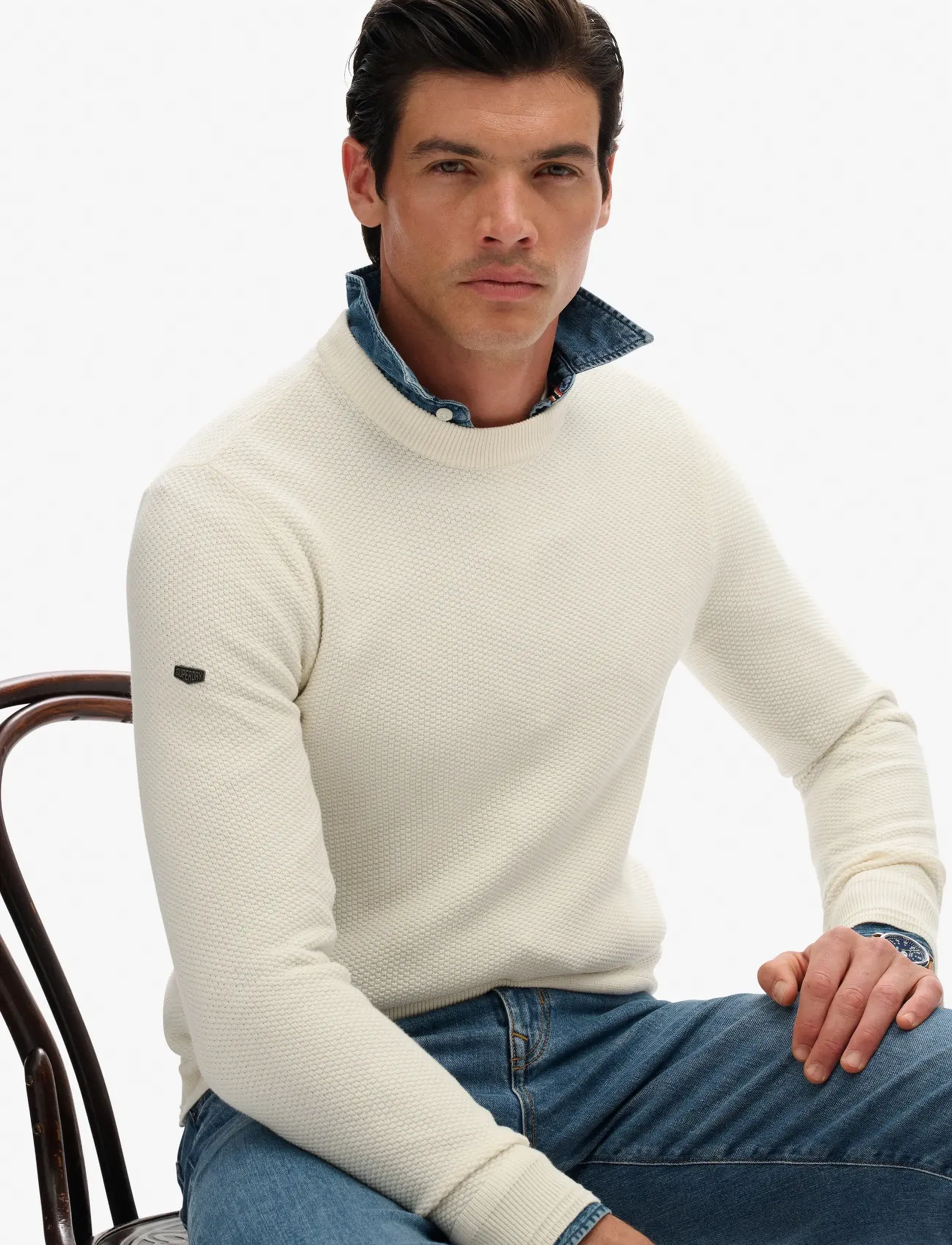 Superdry - LW COTTON TEXTURE JUMPER - rundhals - off white - 3