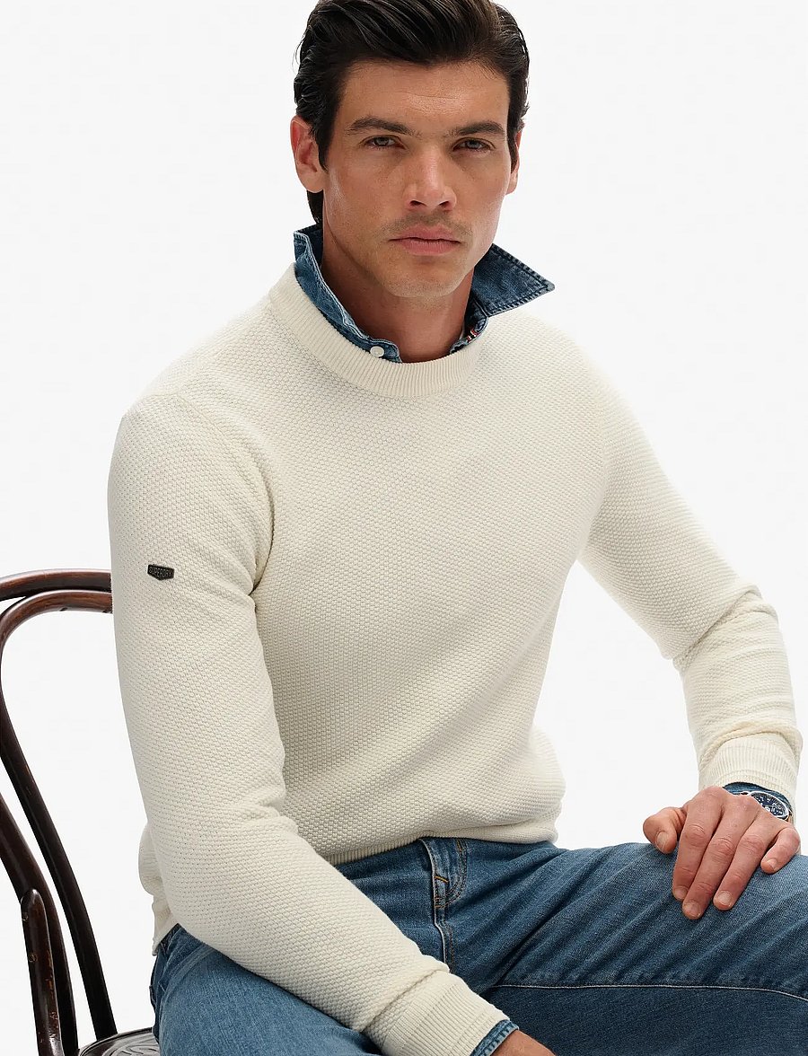 Superdry - LW COTTON TEXTURE JUMPER - rundhals - off white - 3