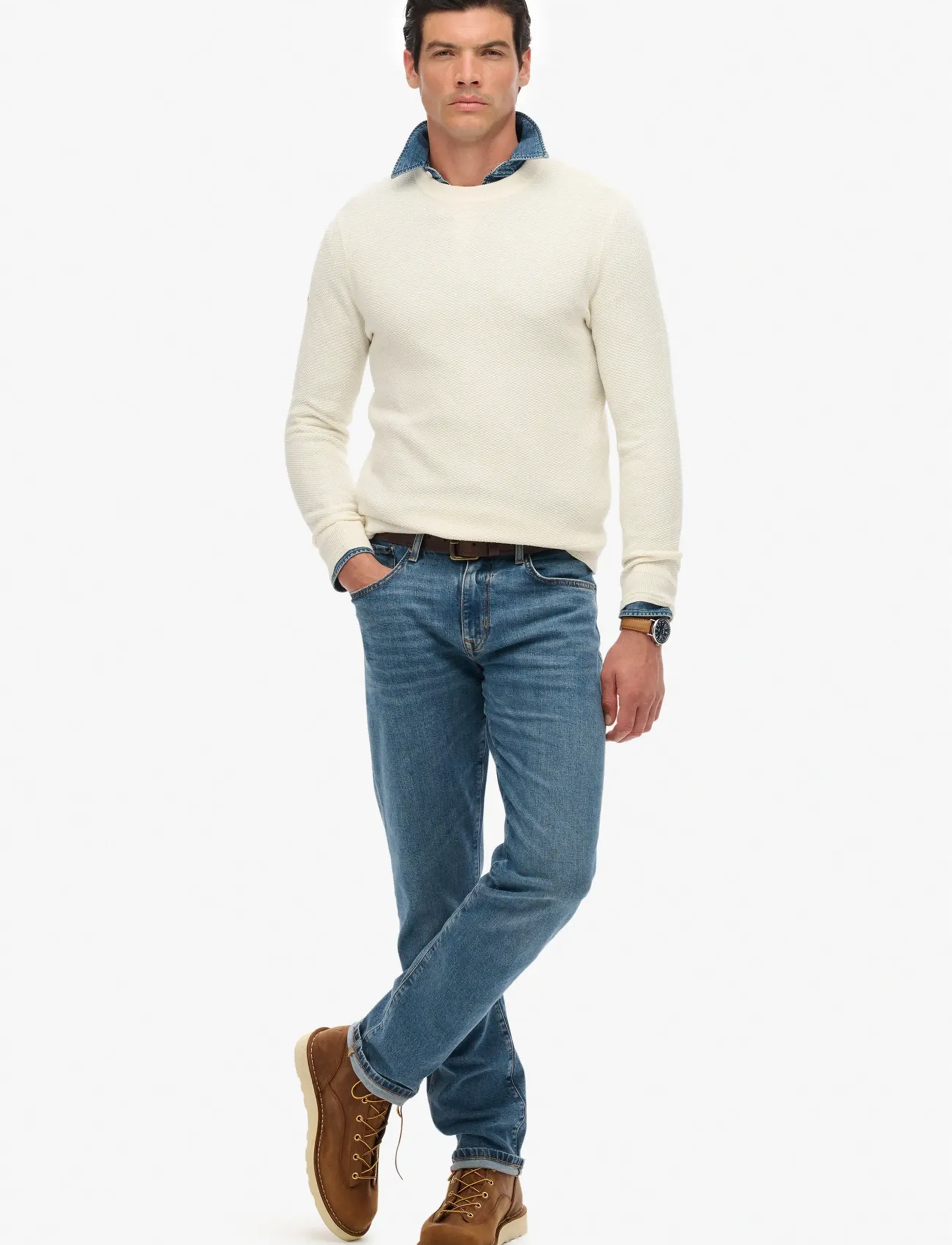 Superdry - LW COTTON TEXTURE JUMPER - rundhals - off white - 4