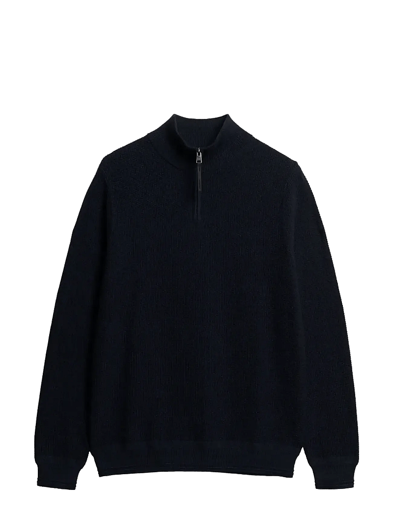 Superdry - LW COTTON TEXTURE HALF ZIP - tõmblukk-kaelusega džemprid - eclipse navy twist - 1
