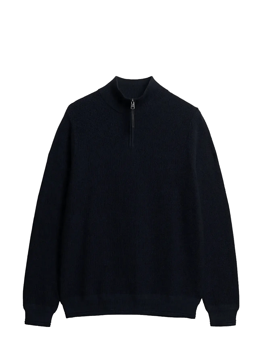 Superdry - LW COTTON TEXTURE HALF ZIP - halfzip strik - eclipse navy twist - 1