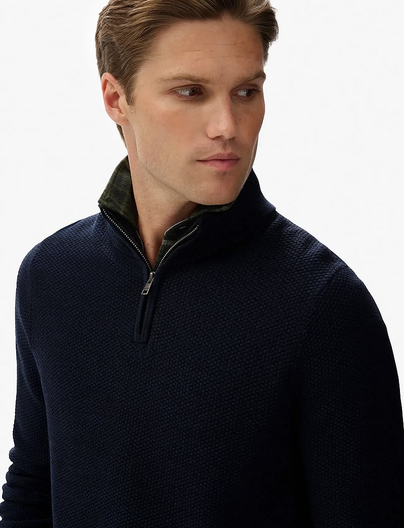Superdry - LW COTTON TEXTURE HALF ZIP - tõmblukk-kaelusega džemprid - eclipse navy twist - 3